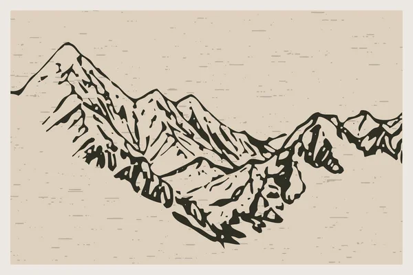 Ilustración Minimalista Imprimible Paisaje Montaña — Foto de Stock