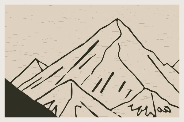 Minimalist Printable Illustration Mountain Landscape — Stock Photo, Image