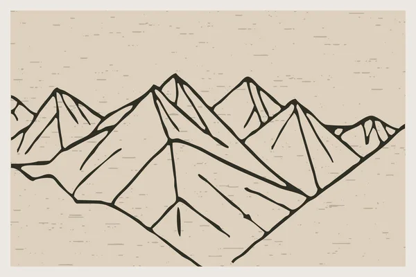 Ilustración Minimalista Imprimible Paisaje Montaña — Foto de Stock