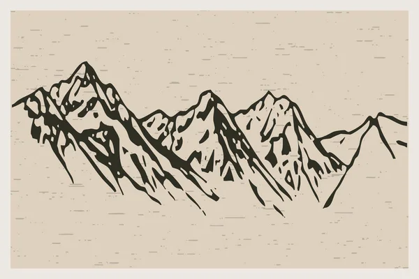 Ilustración Minimalista Imprimible Paisaje Montaña — Foto de Stock