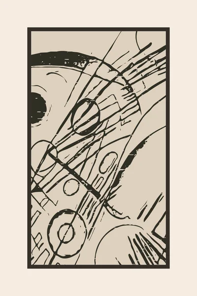 Abstraktní Plakát Inspirovaný Dílem Kandinského Tmavé Tvary Světlém Pozadí — Stock fotografie