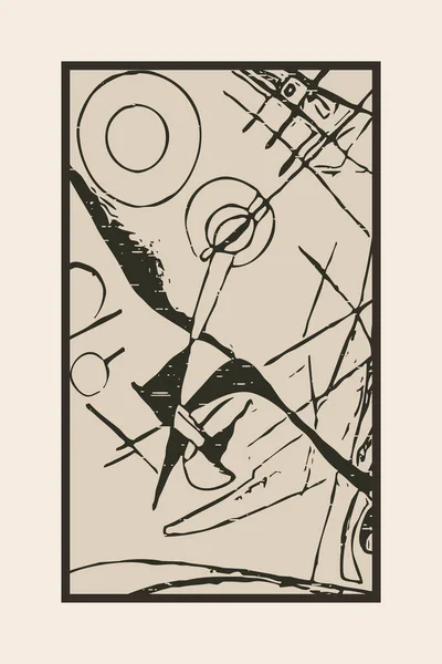 Абстрактный Плакат Вдохновленный Творчеством Кандинского Темные Фигуры Светлом Фоне — стоковое фото