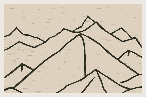 Мінімалістична Ілюстрація Друку Гірський Пейзаж — стокове фото