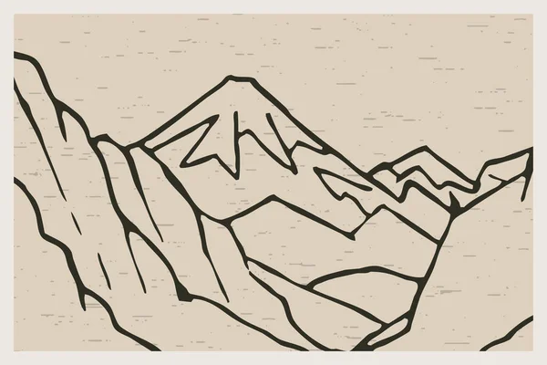 Ilustración Minimalista Imprimible Paisaje Montaña Línea Arte — Foto de Stock