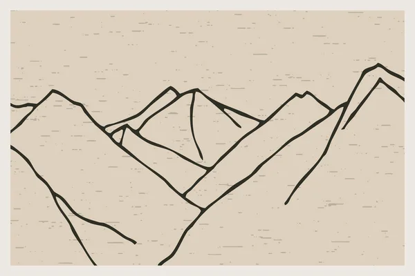 Minimalistisch Drukbare Illustratie Berglandschap Lijnkunst — Stockfoto