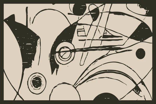 Ilustración Abstracta Inspirada Obra Kandinsky Formas Oscuras Sobre Fondo Claro —  Fotos de Stock