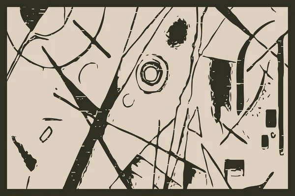 Illustrazione Astratta Ispirata Lavoro Kandinsky Forme Scure Uno Sfondo Chiaro — Foto Stock
