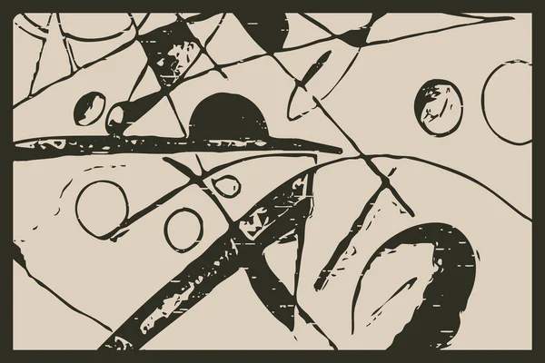 Illustration Abstraite Inspirée Travail Kandinsky Formes Sombres Sur Fond Clair — Photo