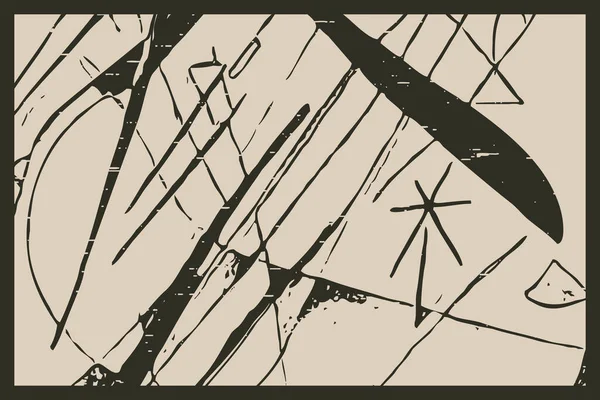 Kandinsky Nin Çalışmalarından Esinlenilmiş Soyut Illüstrasyon Açık Arkaplanda Koyu Şekiller — Stok fotoğraf