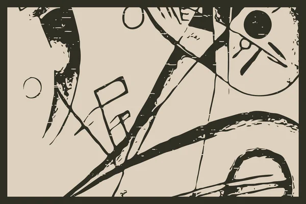 Abstraktní Ilustrace Inspirovaná Dílem Kandinského Tmavé Tvary Světlém Pozadí — Stock fotografie