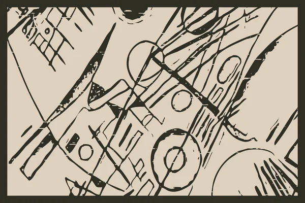Abstract Illustration Inspired Work Kandinsky Dark Shapes Light Background — Stock Photo, Image