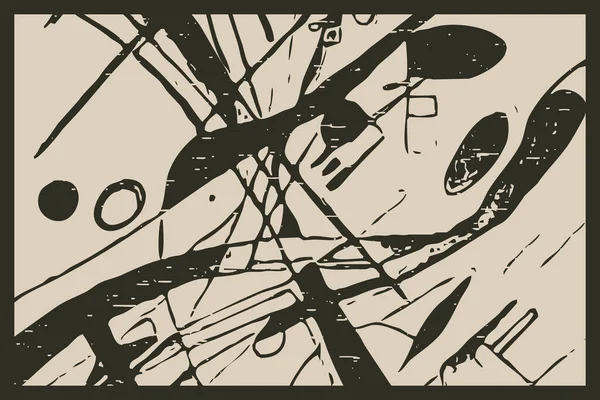 Αφηρημένη Εικονογράφηση Εμπνευσμένη Από Έργο Του Καντίνσκι Σκούρα Σχήματα Ελαφρύ — Φωτογραφία Αρχείου