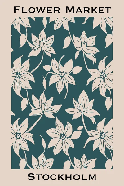 Botanical Poster Inspired Flower Market Illustration Wall Art Greeting Card — Stock Photo, Image