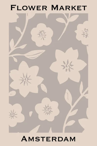 Ботанічний Плакат Натхненний Квітковим Ринком Ілюстрація Настінного Мистецтва Вітальна Листівка — стокове фото