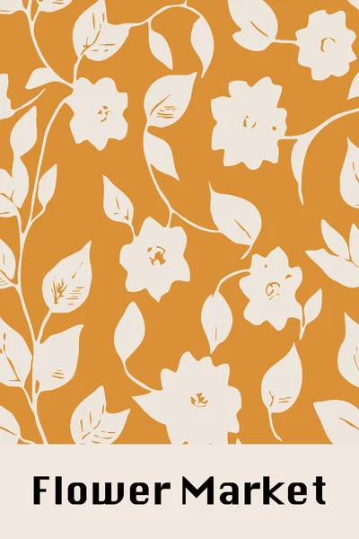 Botanisk Affisch Inspirerad Blomstermarknaden Illustration För Väggkonst Gratulationskort Och Inbjudan — Stockfoto