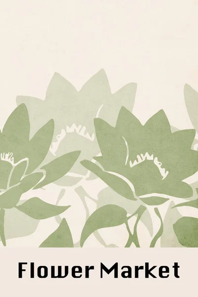 Ботанический Плакат Вдохновленный Цветочным Рынком Иллюстрация Настенного Искусства Открытки Приглашения — стоковое фото