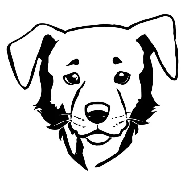 Cão Preto Sobre Fundo Branco Arte Linha Animal Design Logotipo — Fotografia de Stock