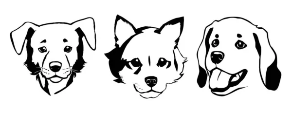 Perro Negro Sobre Fondo Blanco Arte Línea Animal Diseño Logotipos — Foto de Stock
