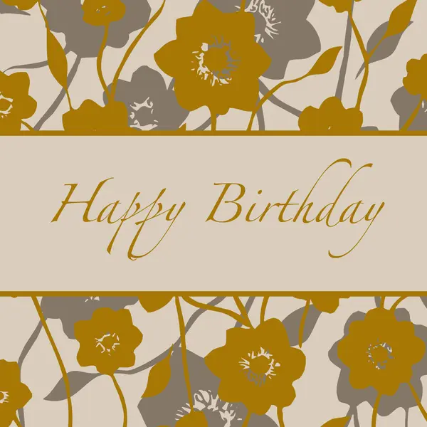 Happy Birthday Card Design Botanical Pattern — Stock Photo, Image