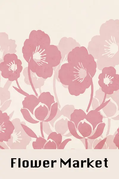 Botanisk Plakat Inspireret Blomstermarkedet Illustration Til Væg Kunst Lykønskningskort Invitation - Stock-foto
