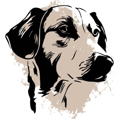Beyaz arka planda siyah köpek. Hayvan çizgisi sanatı. Grafiklerde kullanılmak üzere logo tasarımı. 
