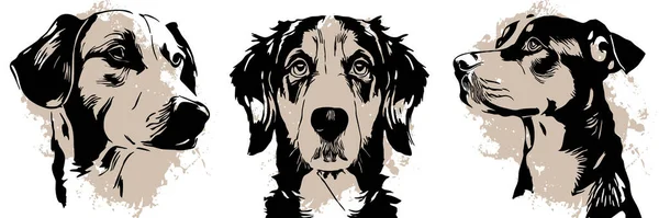 Black dog on a white background. Animal line art. Logo design, for use in graphics.
