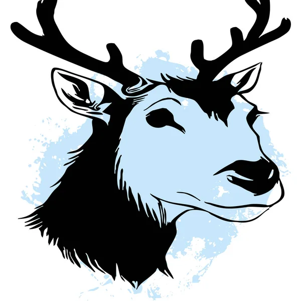 Черный Олень Белом Фоне Животные Линии Искусства Логотип Дизайн Использования — стоковое фото