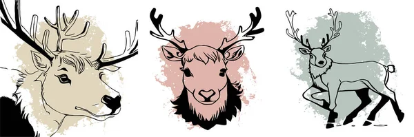 Чорні Олені Білому Тлі Мистецтво Лінії Тварин Дизайн Логотипу Використання — стокове фото