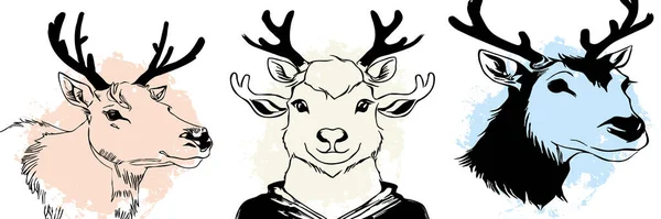 Чорні Олені Білому Тлі Мистецтво Лінії Тварин Дизайн Логотипу Використання — стокове фото