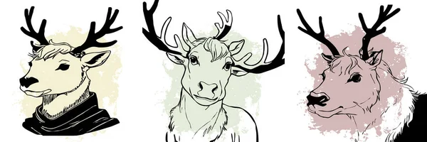 Black Reindeer White Background Animals Line Art Logo Design Use — Stock Photo, Image