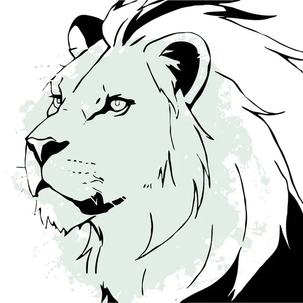 Black lion on a white background. Animal line art. Logo design, for use in graphics. Print for T-shirts, pattern for tattoos.