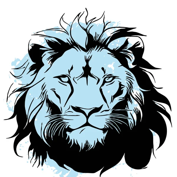 Чёрный Лев Белом Фоне Животные Линии Искусства Логотип Дизайн Использования — стоковое фото