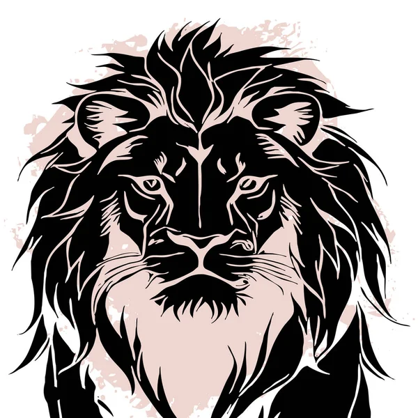 León Negro Sobre Fondo Blanco Arte Línea Animal Diseño Logotipo —  Fotos de Stock