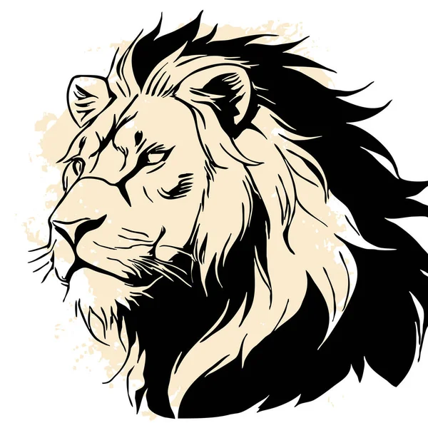 Fekete Oroszlán Fehér Háttérrel Állatvonal Művészet Logo Design Grafikához Nyomtatás — Stock Fotó