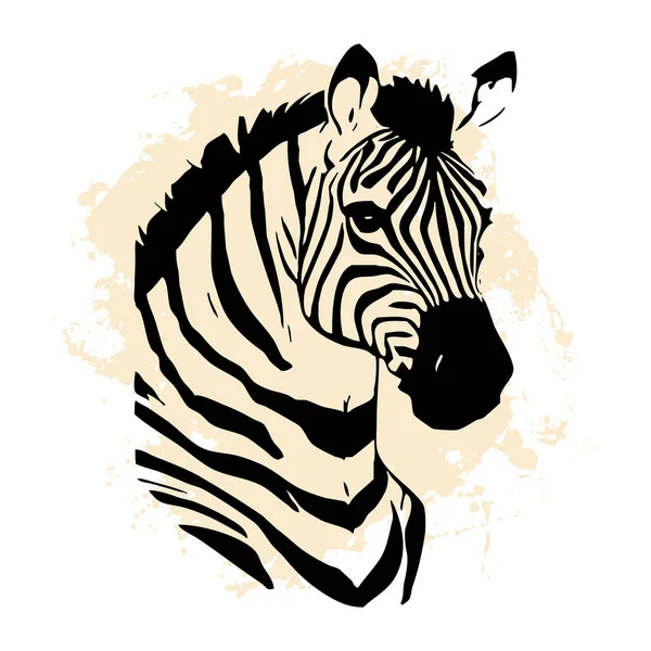 白色背景上的黑色斑马动物线条艺术 标志设计 用于图形 T恤衫印刷 纹身图案 — 图库照片
