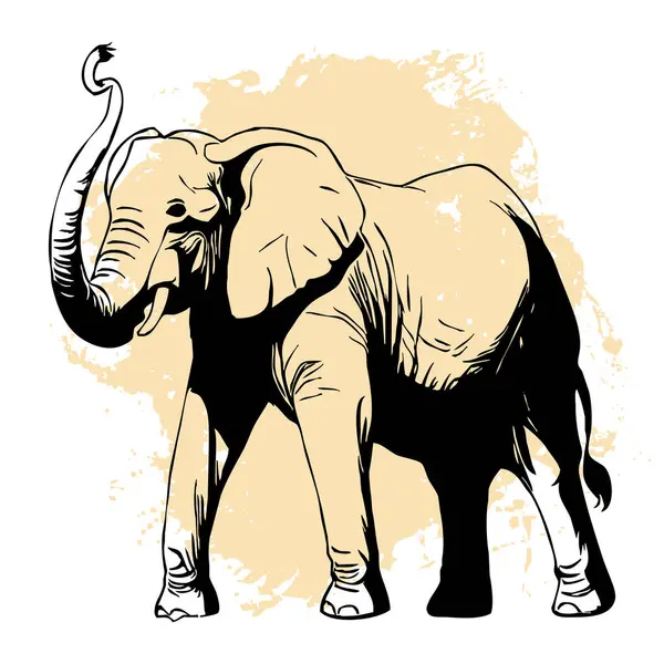 Black elephant on a white background. Animal line art. Logo design, for use in graphics. Print for T-shirts, pattern for tattoos.
