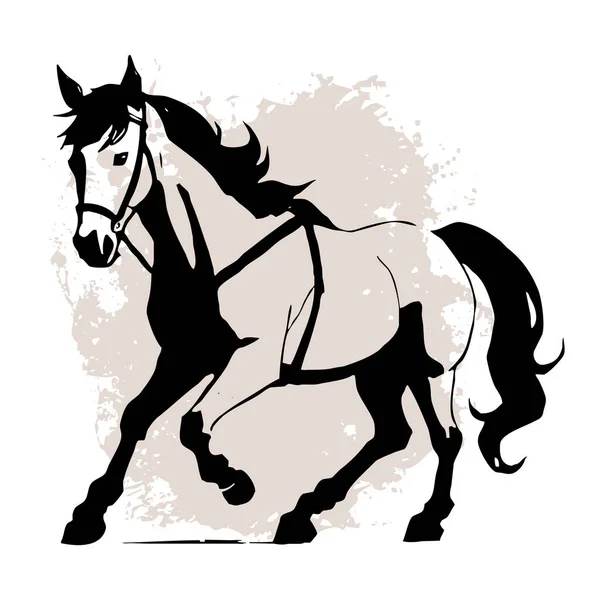 Cavallo Nero Sfondo Bianco Linea Animale Art Design Del Logo — Foto Stock