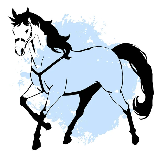 Чорний Кінь Білому Тлі Мистецтво Лінії Тварин Дизайн Логотипу Використання — стокове фото