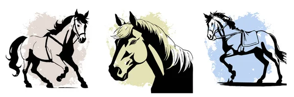 Cavallo Nero Sfondo Bianco Linea Animale Art Design Del Logo — Foto Stock