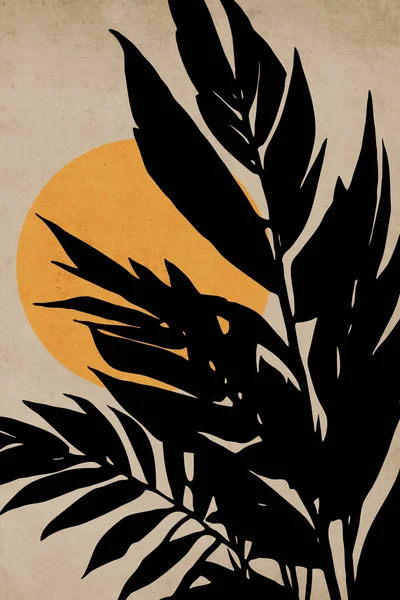 Bedruckbare Trendige Botanische Karte Verwendung Für Einband Tapete Wandkunst Blätter — Stockfoto