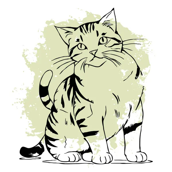 Black Cat White Background Animal Line Art Logo Design Use — Stock Photo, Image