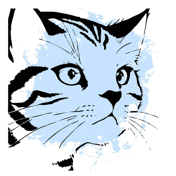 Schwarze Katze Auf Weißem Hintergrund Tierische Leinenkunst Logo Design Für — Stockfoto