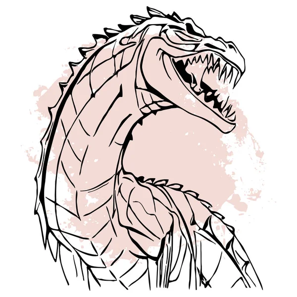 Чорний Динозавр Білому Тлі Мистецтво Лінії Тварин Дизайн Логотипу Використання — стокове фото