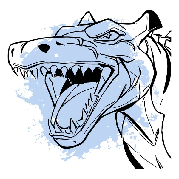 白い背景にある黒い恐竜 動物のラインアート グラフィックで使用するためのロゴデザイン Tシャツ用プリント タトゥー用デザイン — ストック写真