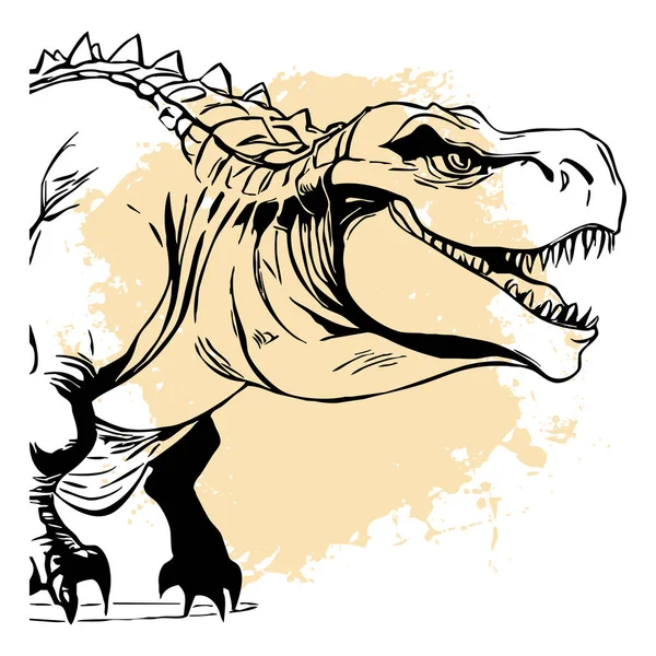Black dinosaur on a white background. Animals line art. Logo design for use in graphics. Print for T-shirts, design for tattoos.