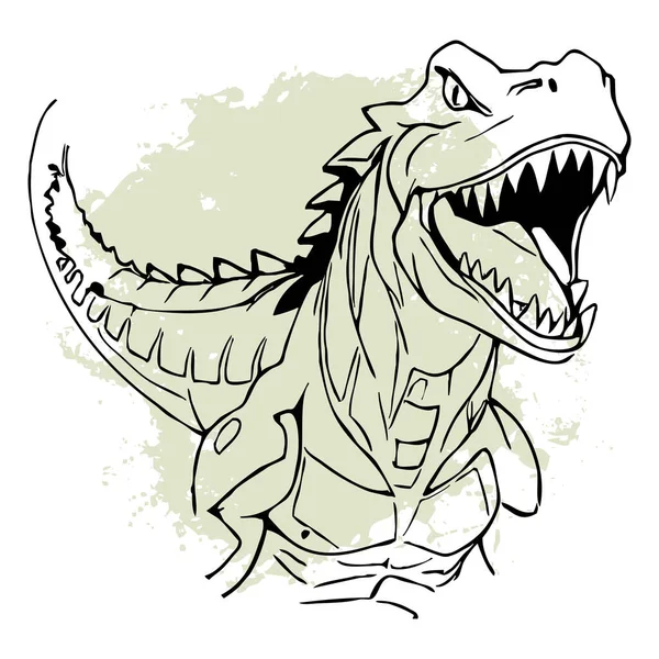 白色背景的黑色恐龙 动物线艺术 用于图形的标志设计 T恤衫印刷 纹身设计 — 图库照片
