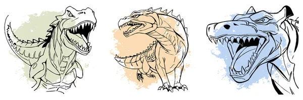 Zwarte Dinosaurus Een Witte Achtergrond Dieren Lijn Kunst Logo Ontwerp — Stockfoto