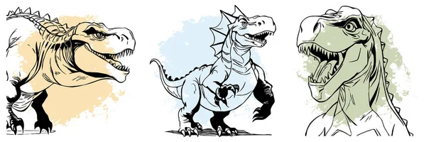 Black Dinosaur White Background Animals Line Art Logo Design Use — Stock Photo, Image