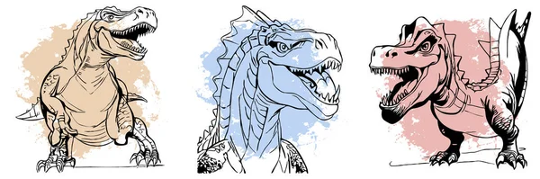 Dinosauro Nero Sfondo Bianco Linea Animali Art Design Del Logo — Foto Stock