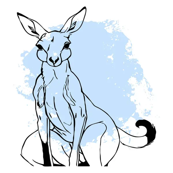 白い背景に黒いカンガルー 動物のラインアート グラフィックで使用するためのロゴデザイン Tシャツ用プリント タトゥー用デザイン — ストック写真